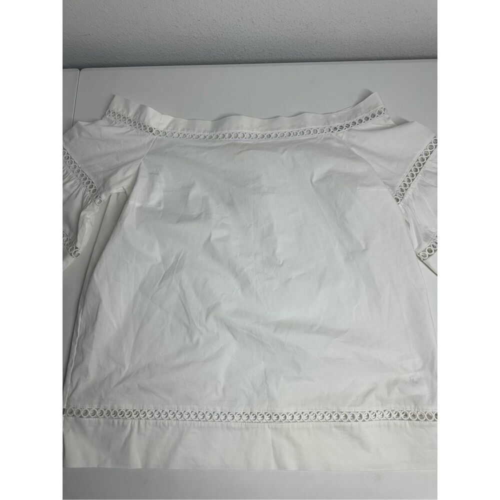 NWT Michael Kors White Eyelet Blouse Medium 3/4 Bell Sleeve 100% Cotton Size L - Picture 3 of 12